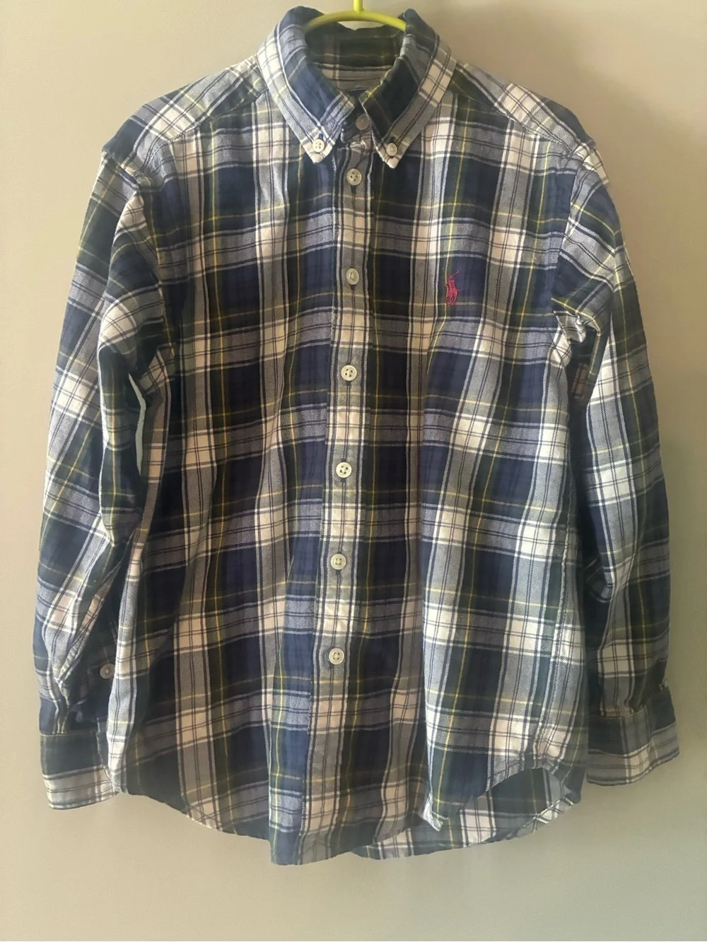 Ralph Lauren Blue and White Plaid Button-Down Shirt